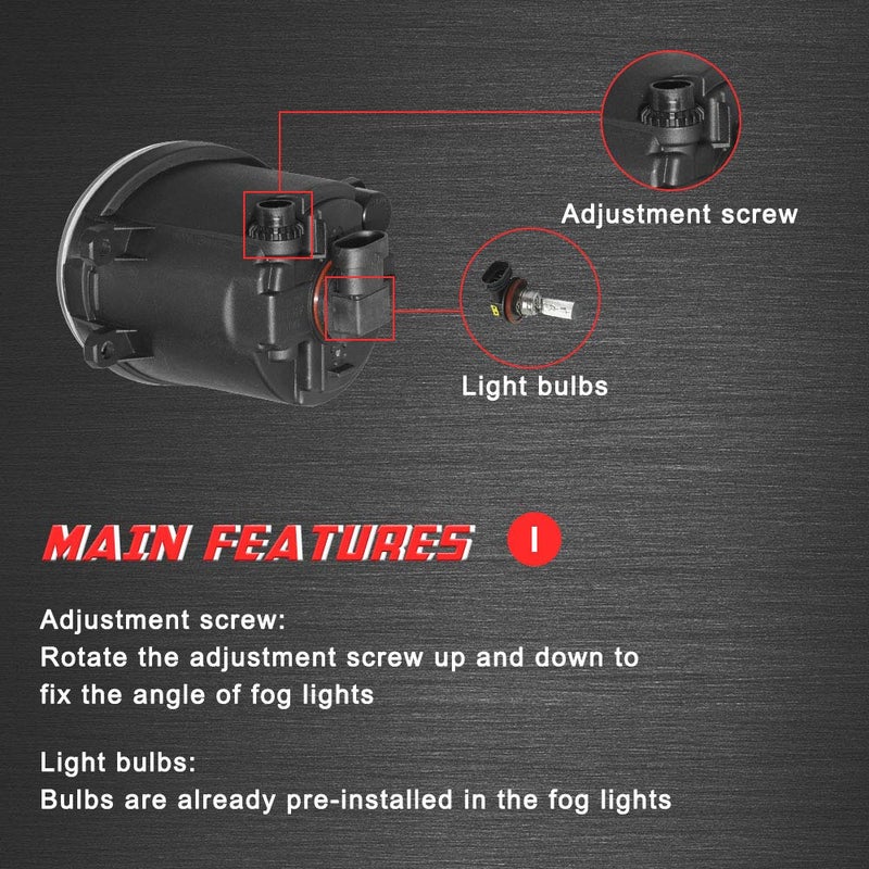 A ABIGAIL Driving Fog Lights Lamps Replacement for Toyota Sienna 2011-2017 Toyota Sienna (Base | LE | XLE, Not Fit SE Models) with H11 12V 55W Halogen Bulbs & Switch and Wiring Kit (Clear Lens) - Image 5